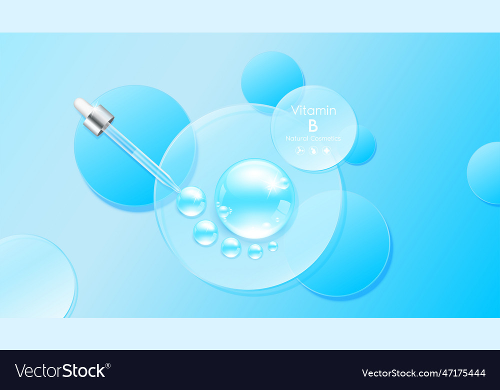 Serum gel drop on transparent circle disks vector image Serum gel drop on transparent circle disks