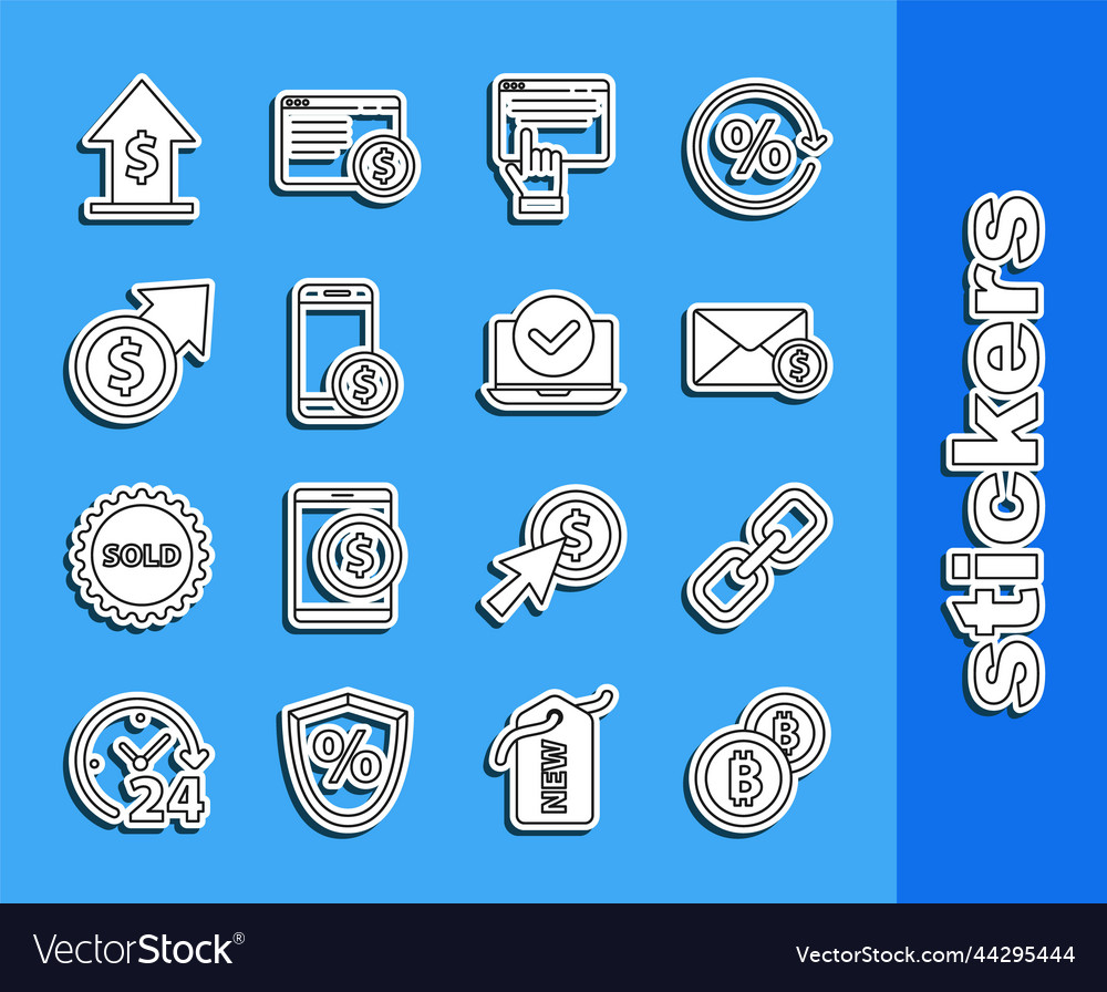 Set line cryptocurrency coin bitcoin chain link vector image Set line cryptocurrency coin bitcoin chain link