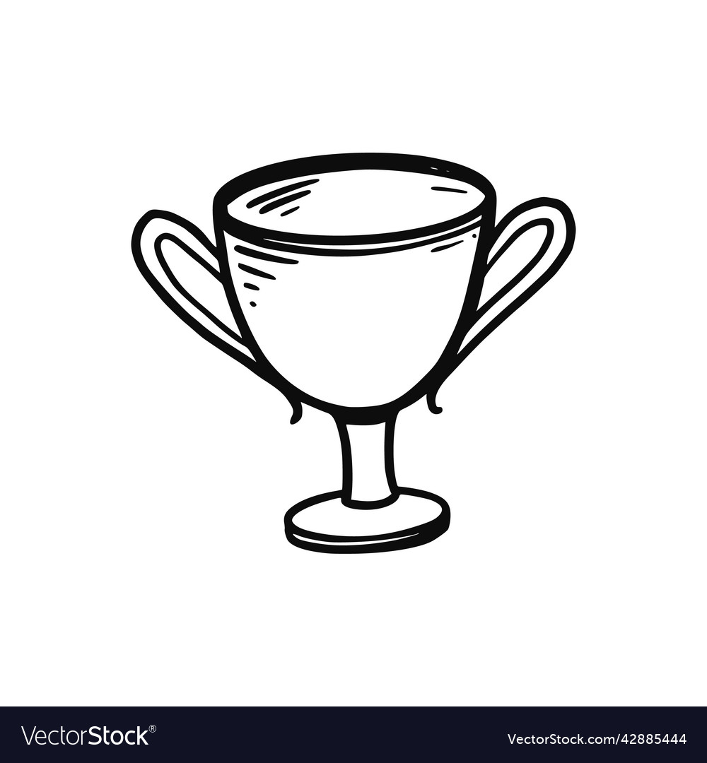 Trophy cup hand drawn doodle element sketch line Vector Image