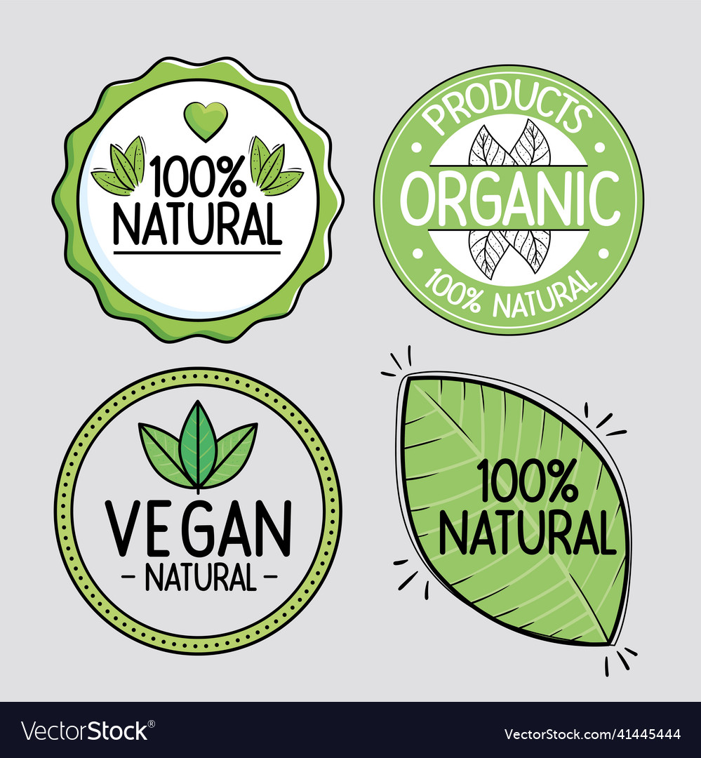 Vegan and natural badges Royalty Free Vector Image