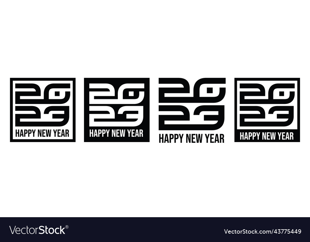 2023 happy new year logo text design number