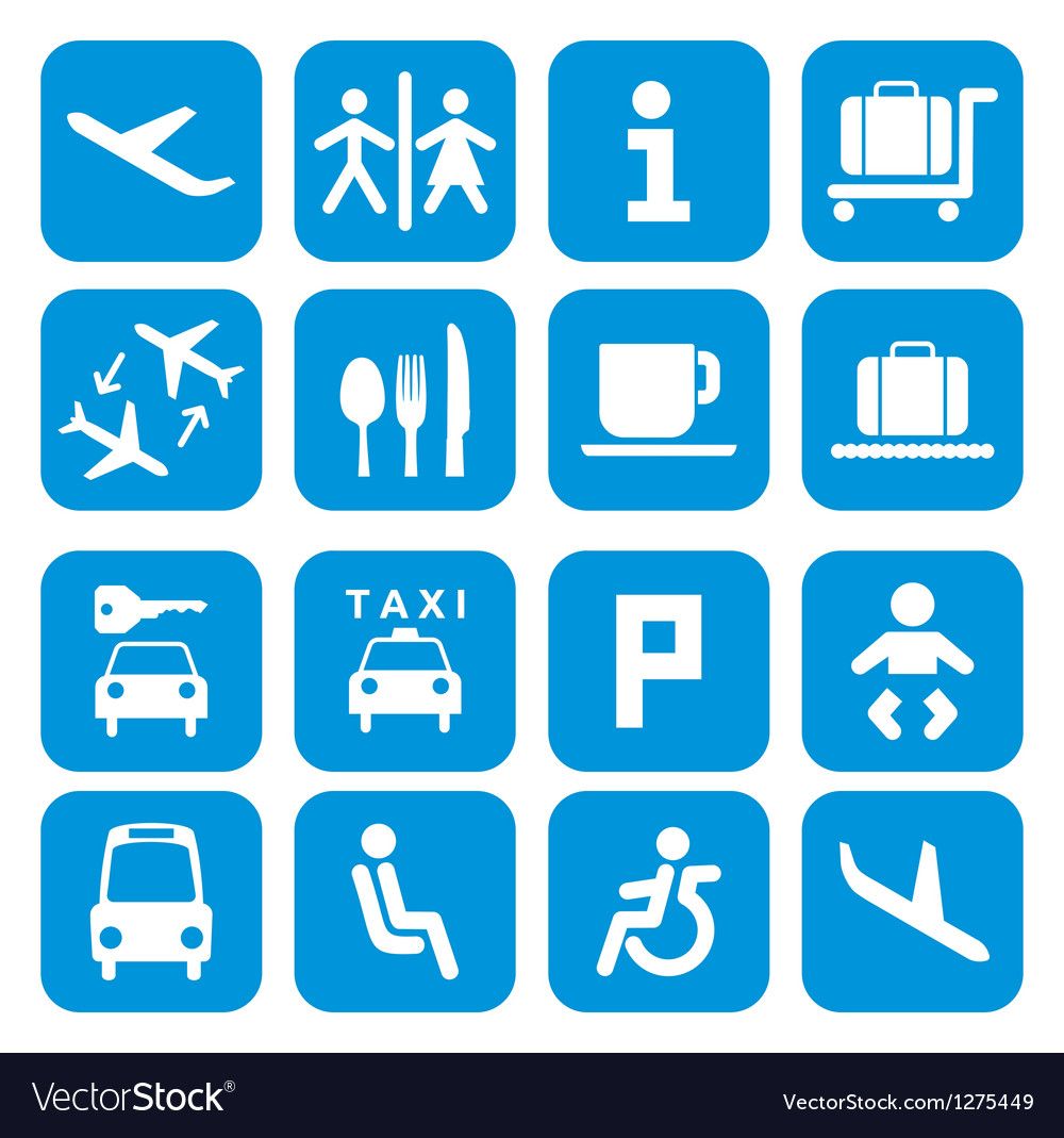 Airport icons - pictograph set Royalty Free Vector Image