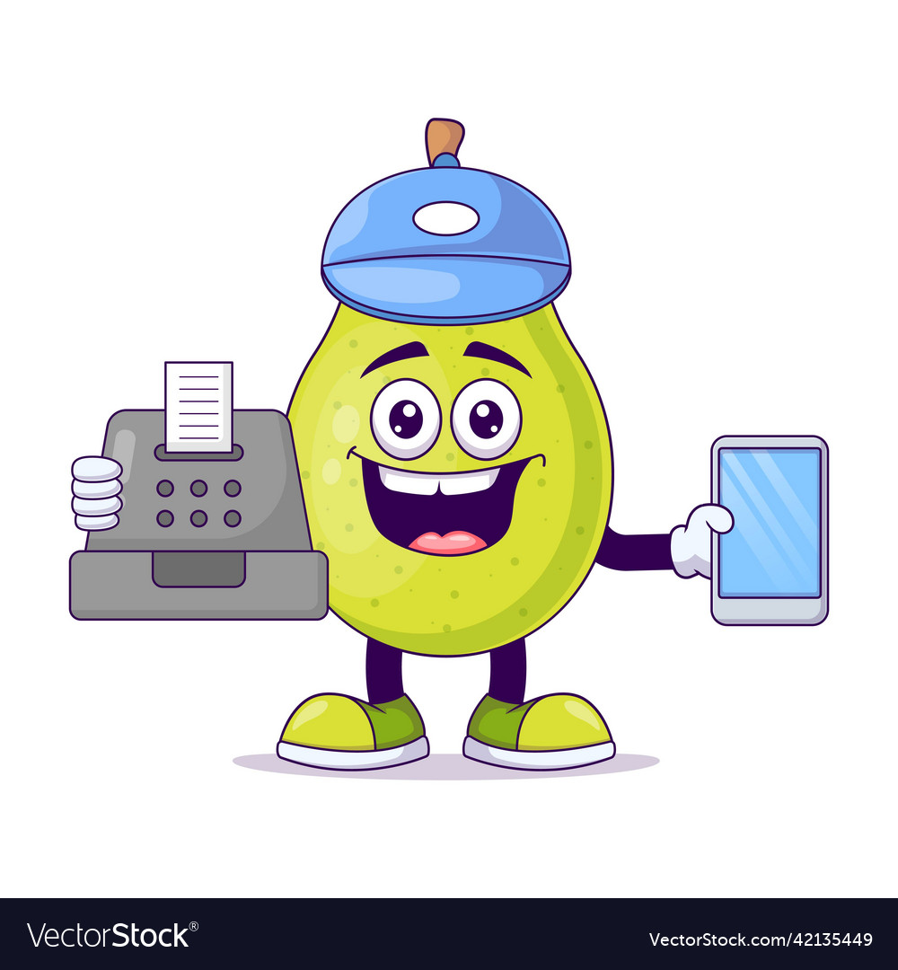 Cute cashier pear cartoon design