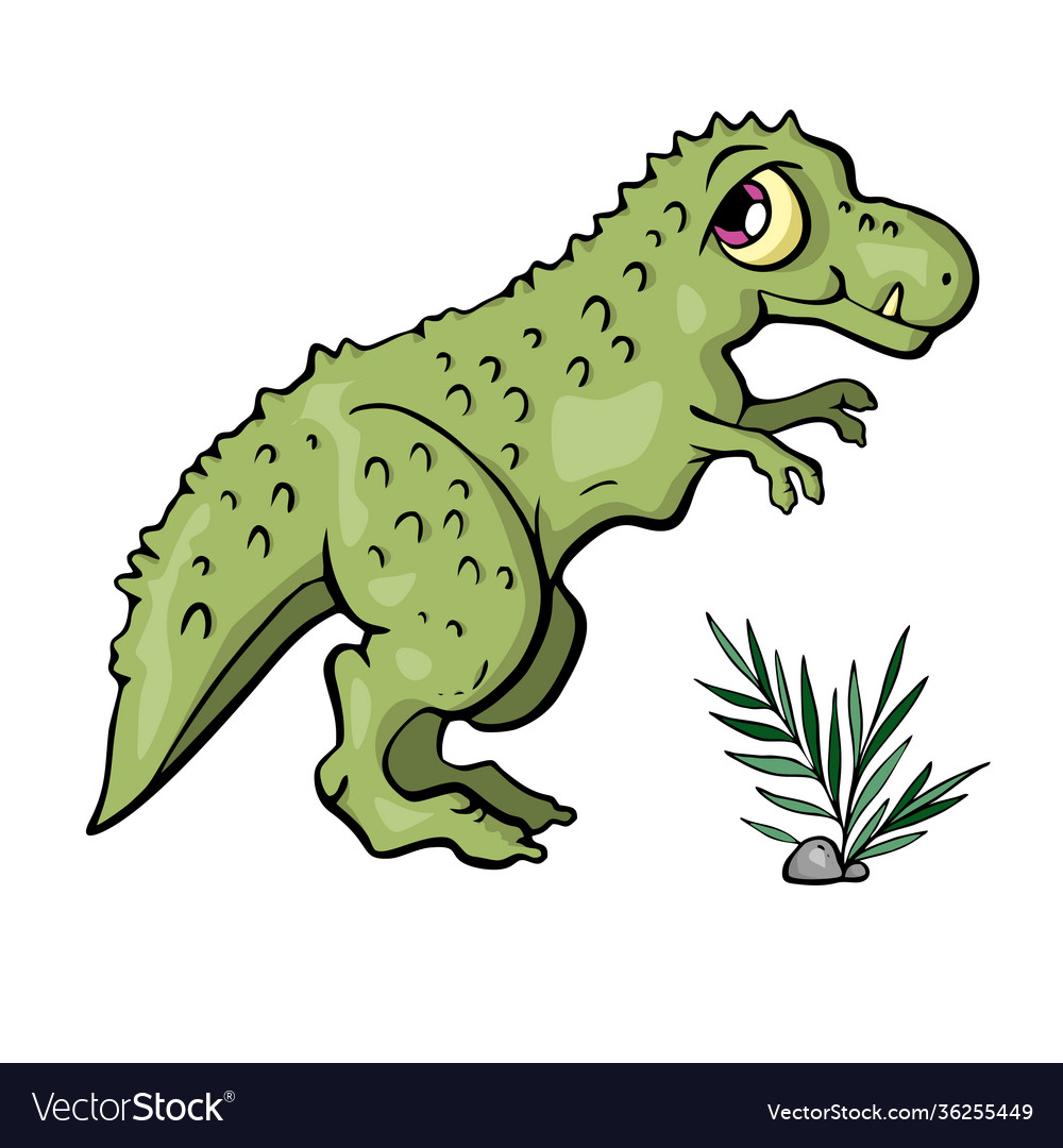 Dinosaur on white background cute cartoon Vector Image