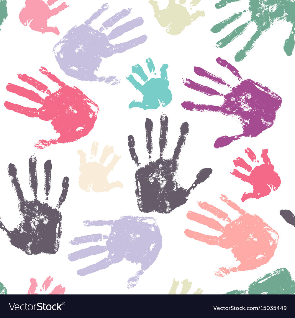 Family handprint seamless pattern