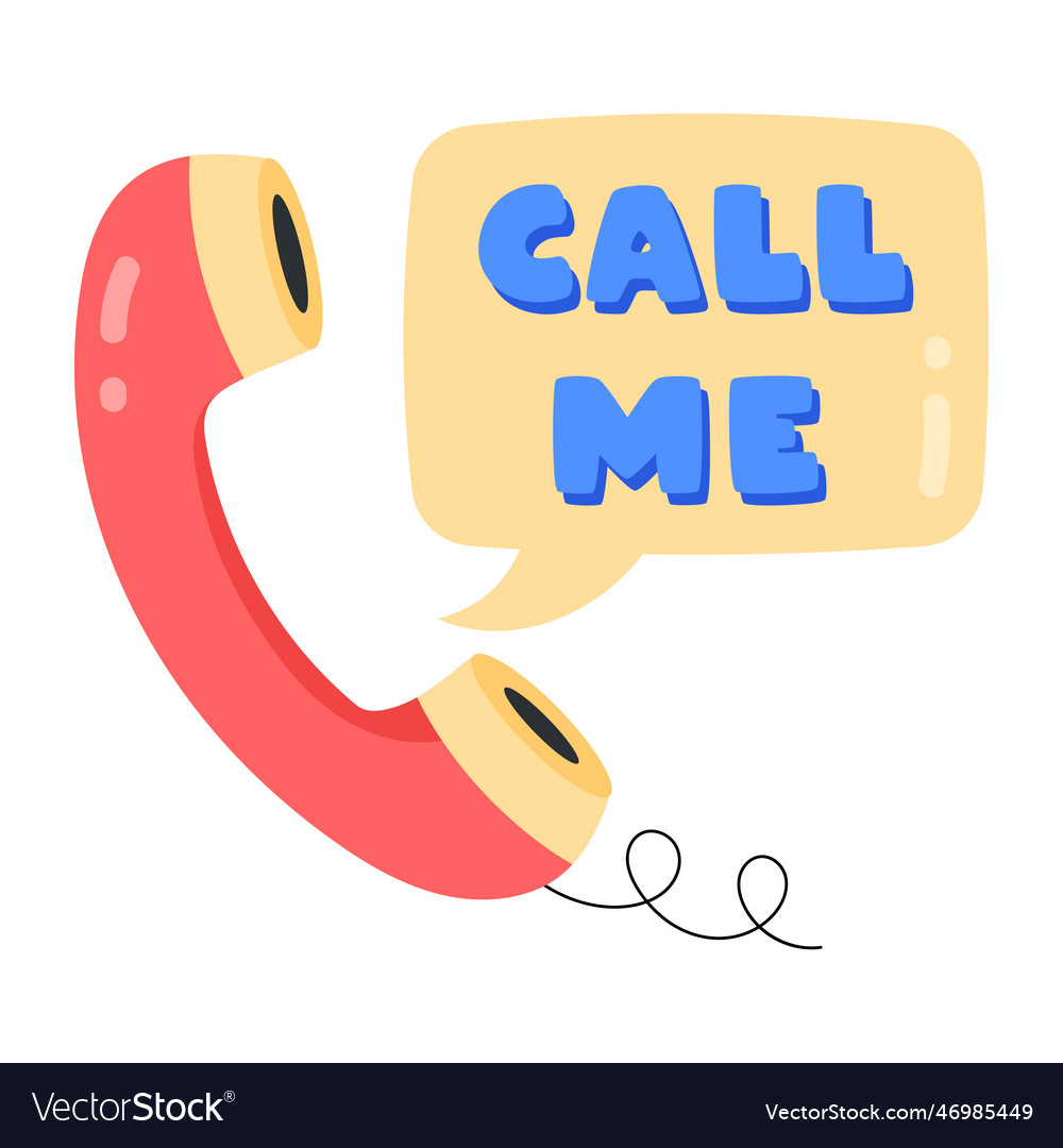 Get a flat sticker of call me Royalty Free Vector Image