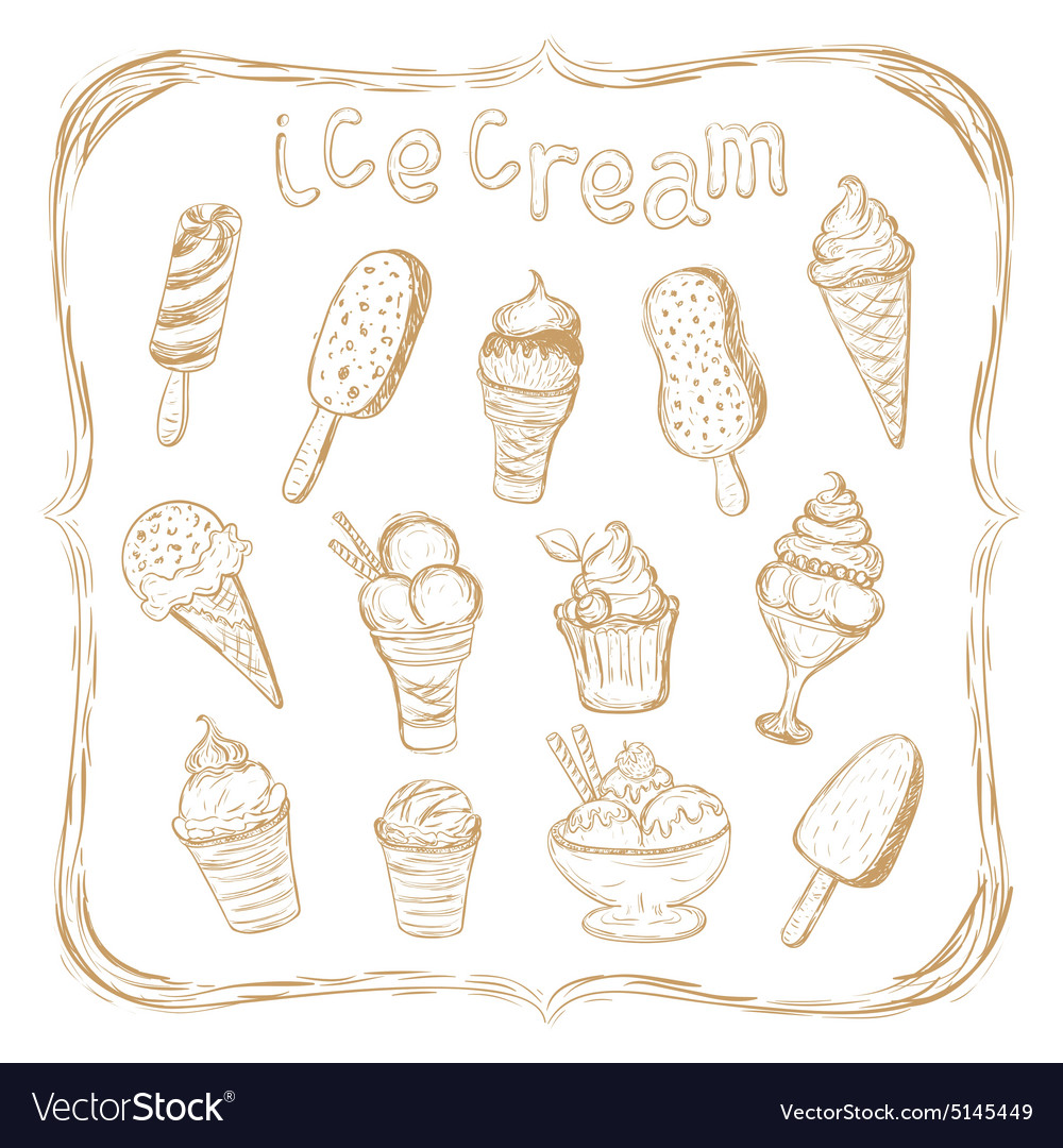 Hand drawing set of ice cream