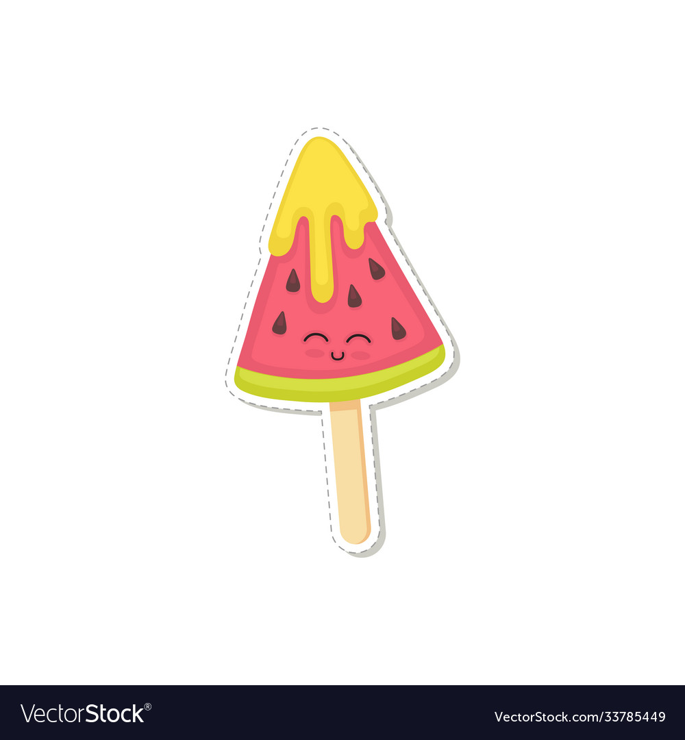 Ice cream in shape watermelon sticker cartoon