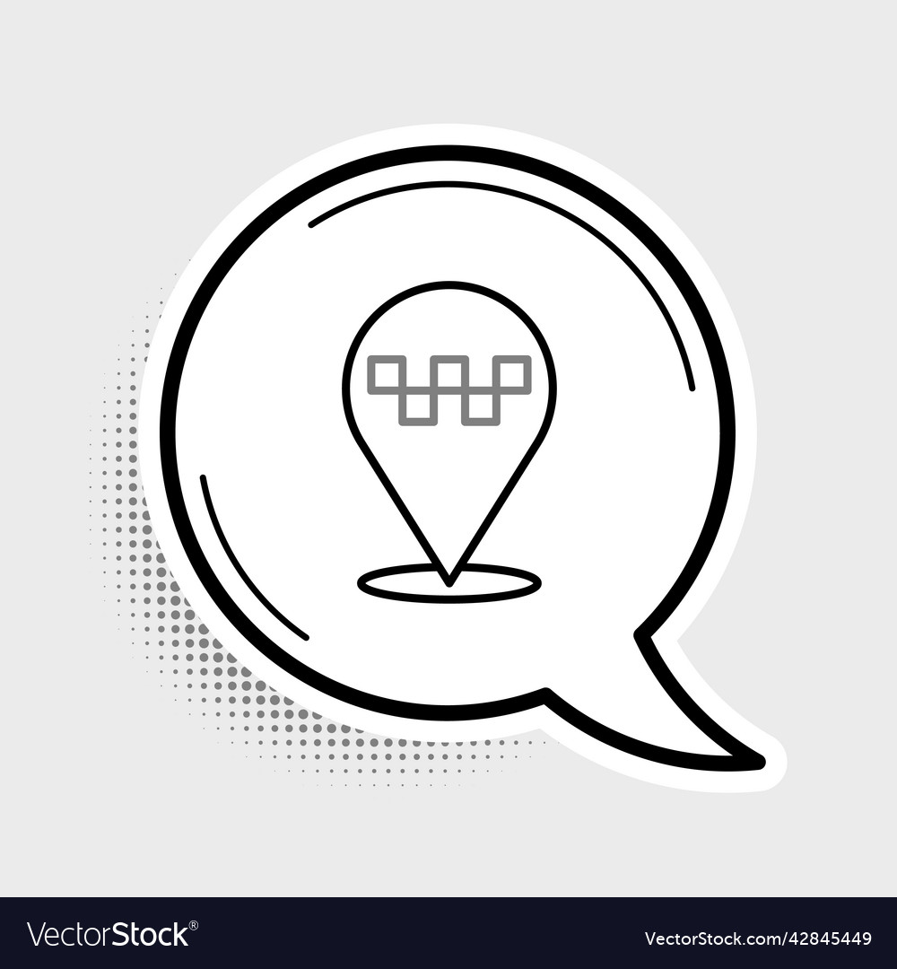Line map pointer with taxi icon isolated on grey vector image Line map pointer with taxi icon isolated on grey