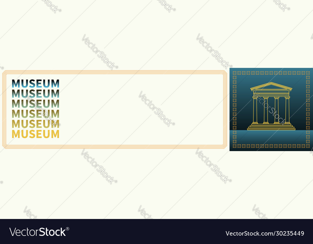 Linear design classic museum building with columns vector image Linear design classic museum building with columns