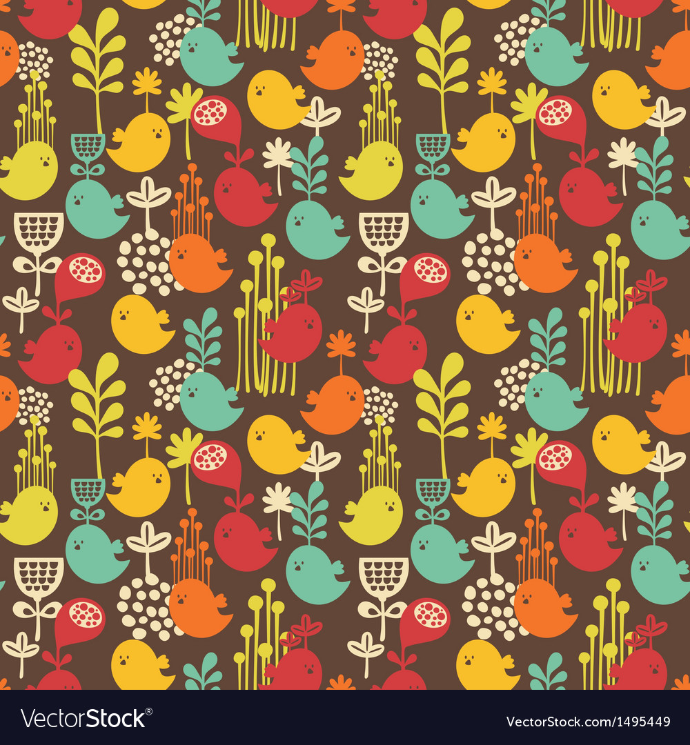 Seamless pattern with cartoon birds