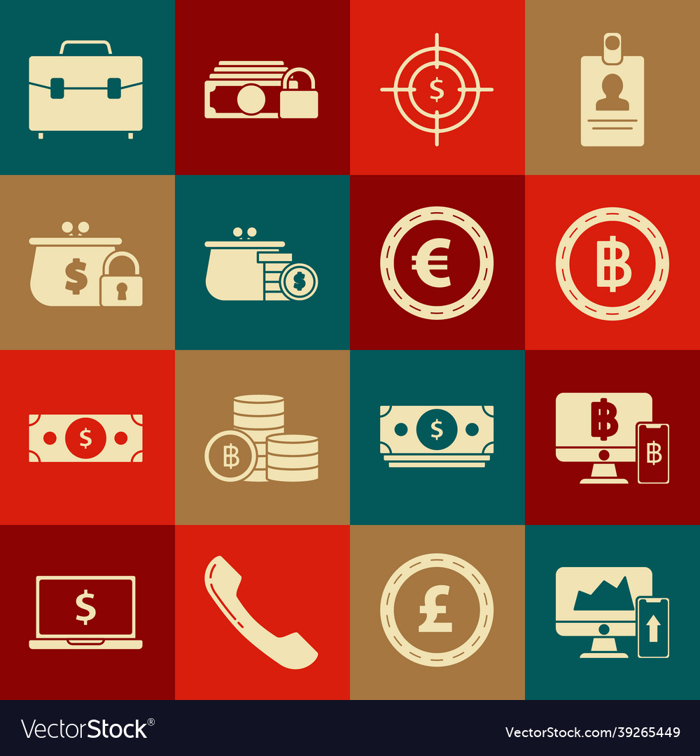 Set financial chart or graph on the computer vector image Set financial chart or graph on the computer