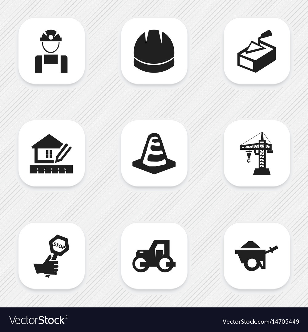 Set of 9 editable building icons includes symbols
