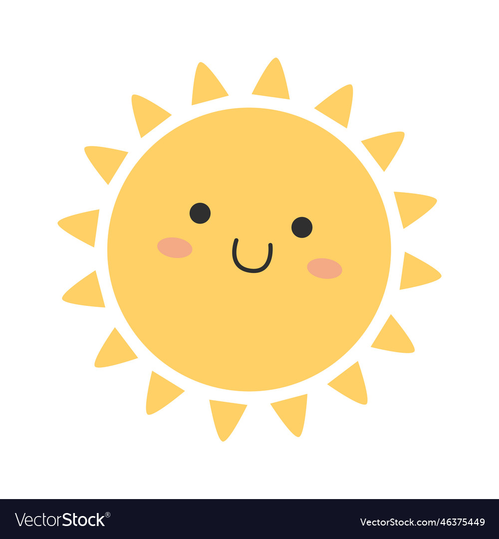 Sunny weather funny character sun with rays Vector Image