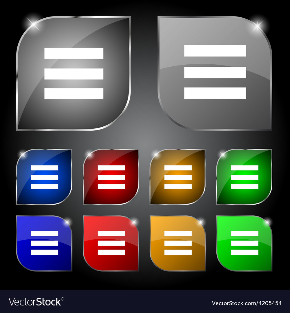Align text to the width icon sign set of ten