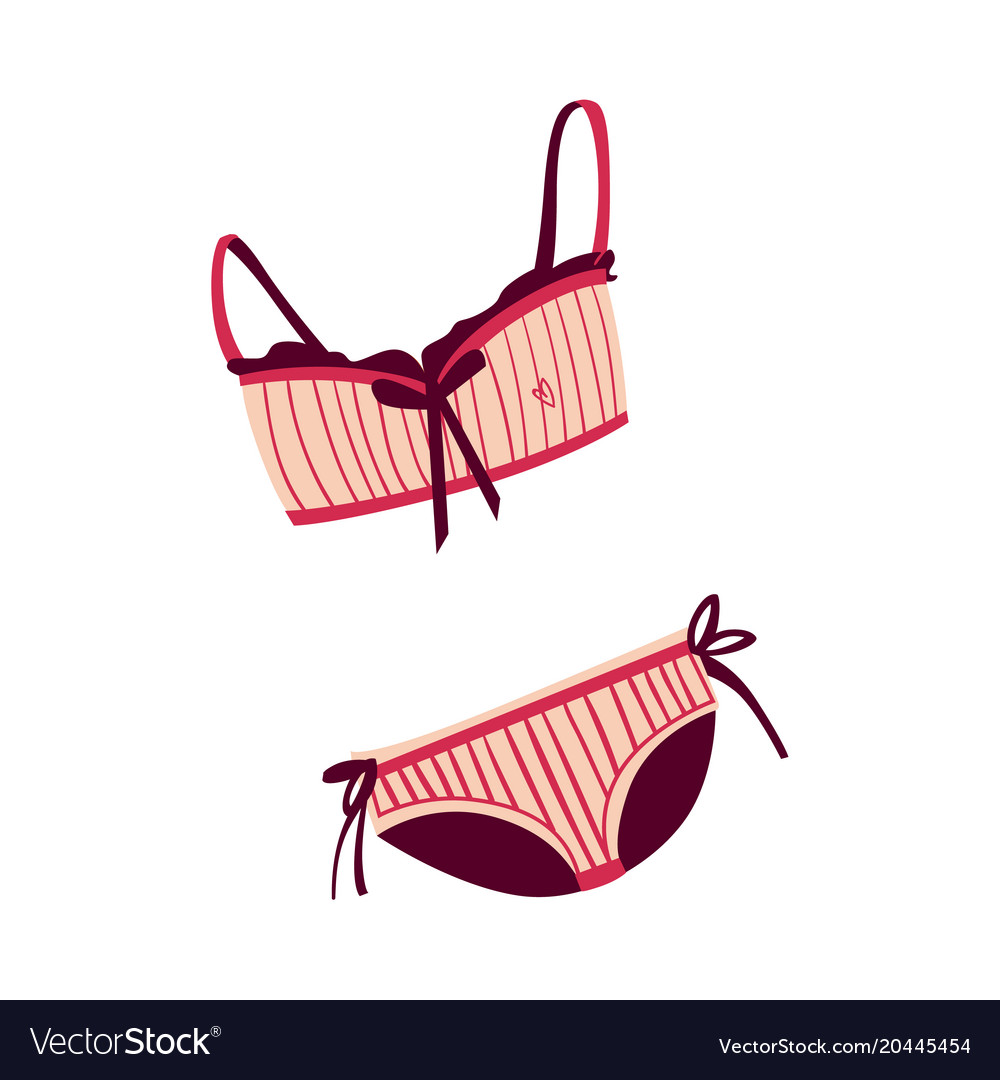 Cartoon Beach Pink Two Piece Swimsuit Icon Vector Image