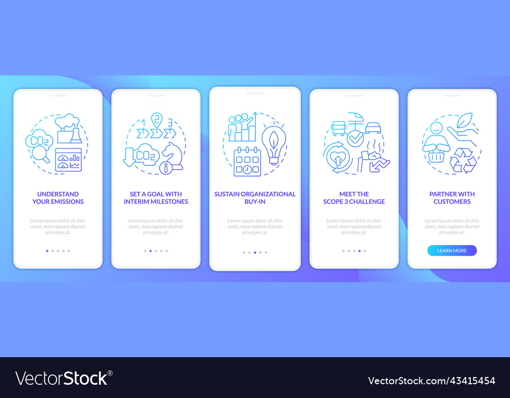 Change to net zero blue gradient onboarding vector image Change to net zero blue gradient onboarding