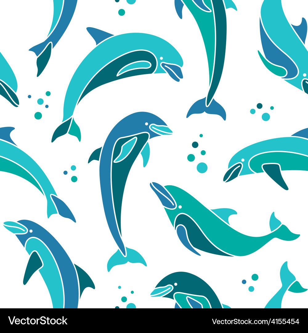Dolphins seamless pattern Royalty Free Vector Image