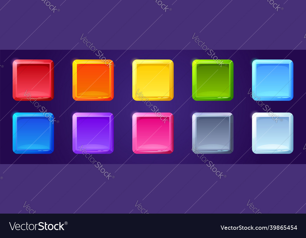 Set of game ui app icons square buttons for menu Vector Image