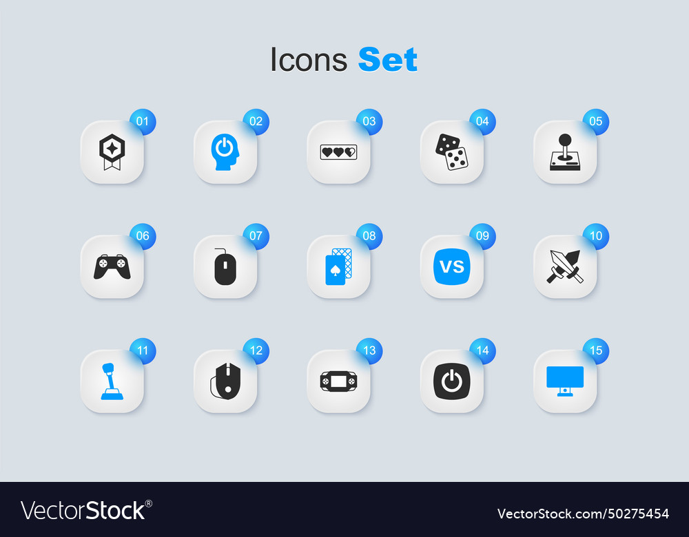 Set power button computer mouse gear shifter vector image Set power button computer mouse gear shifter
