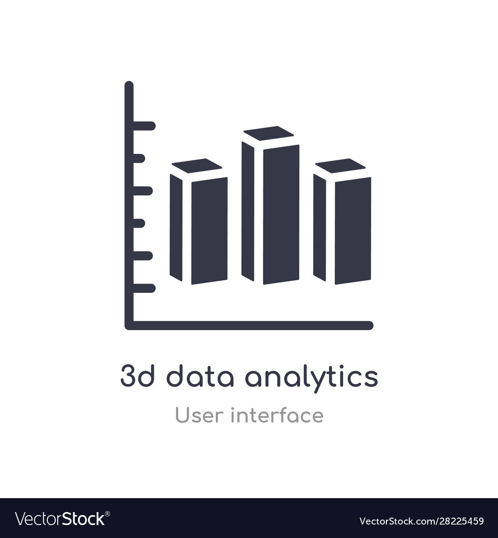 3d data analytics dual bars outline icon isolated