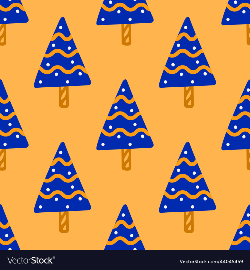 Christmas tree and snowflake seamless pattern new vector image Christmas tree and snowflake seamless pattern new
