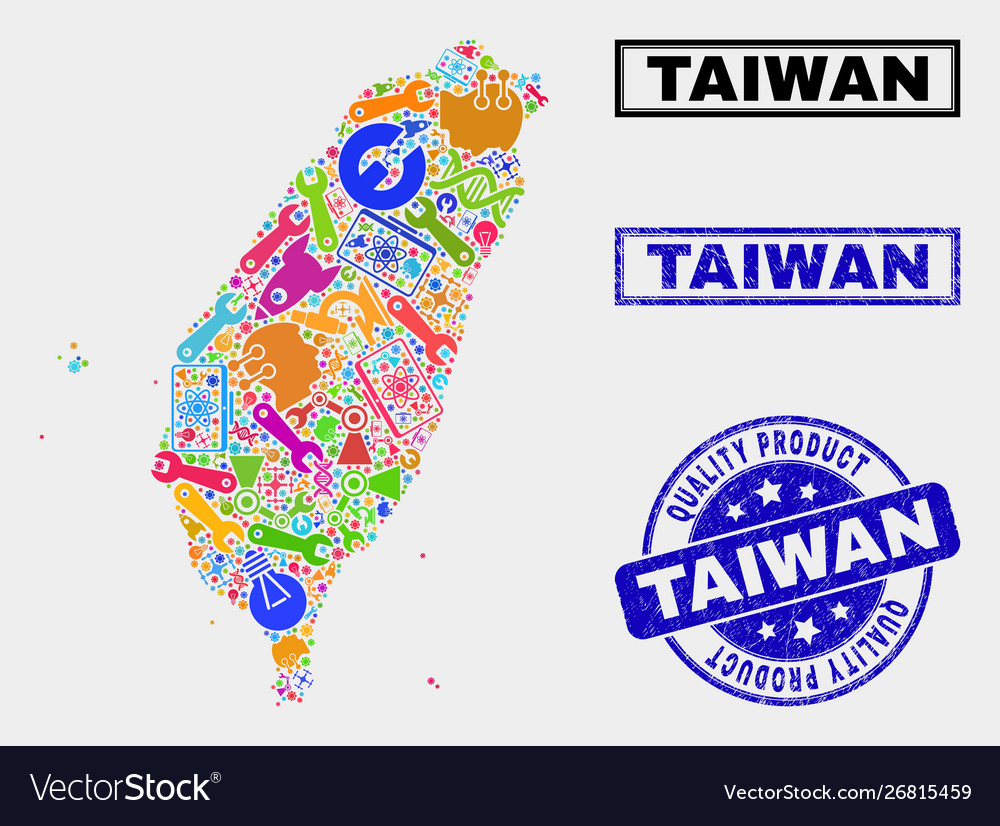 Collage technology taiwan map and quality