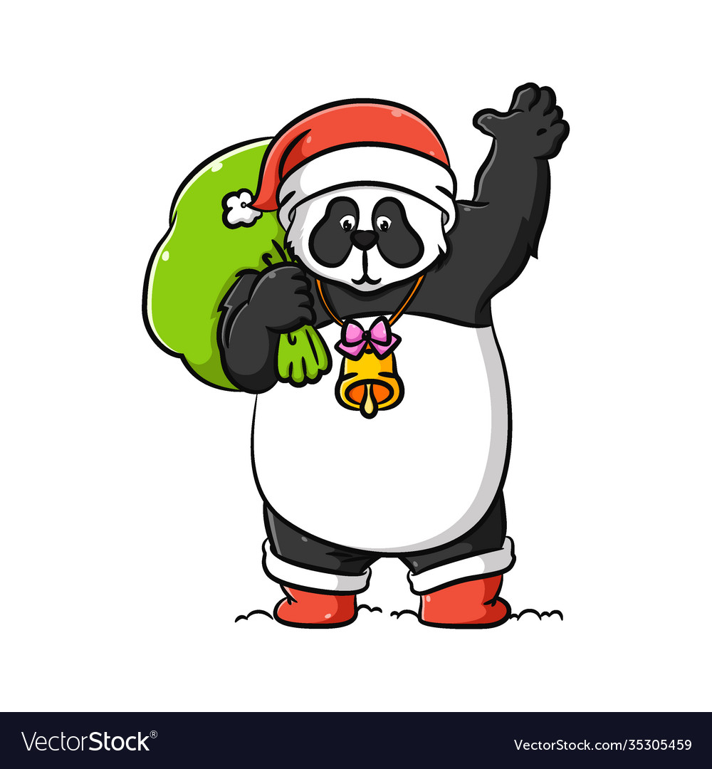 Cosplay panda with santa clause