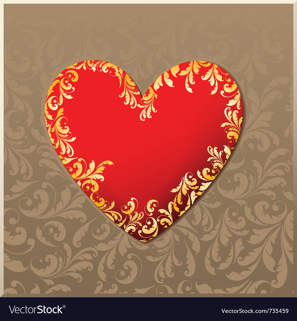 Decorated golden heart Royalty Free Vector Image