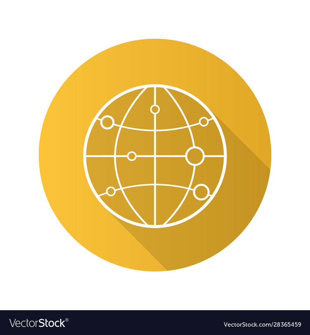 Globe model with route points flat linear long vector image Globe model with route points flat linear long