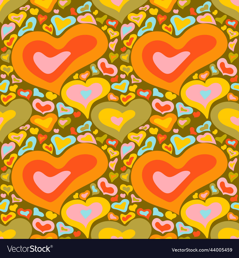 Groovy heart pattern vector image Groovy heart pattern