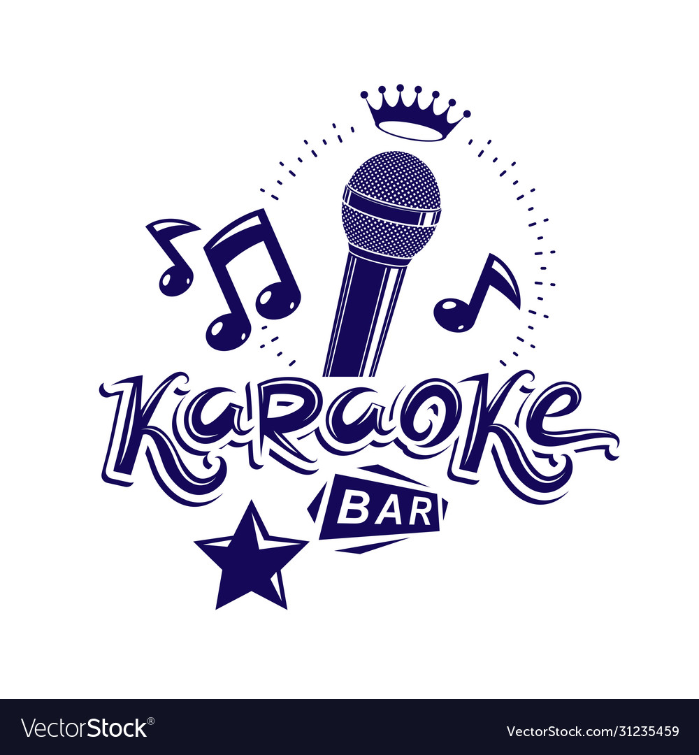 Karaoke bar lettering composed with stage Vector Image