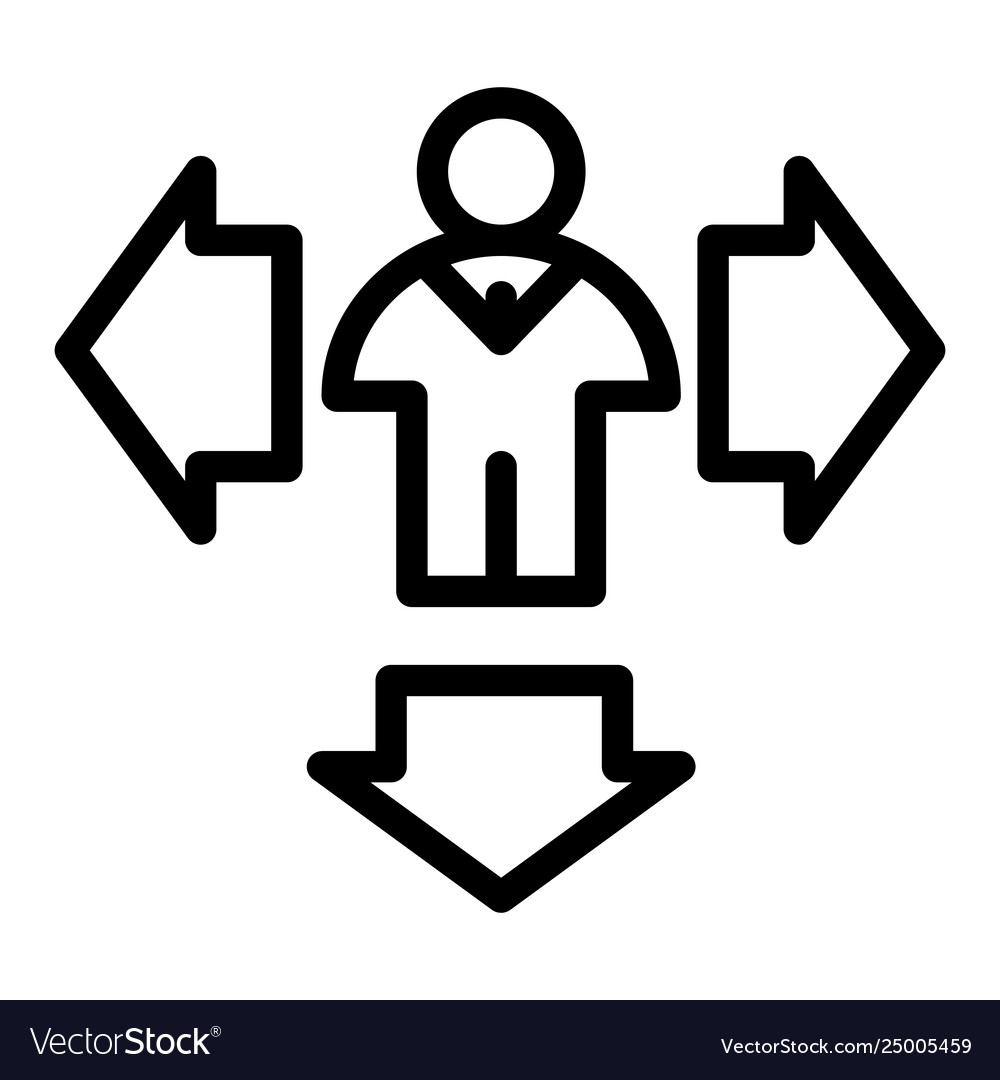 Man and arrows down line icon direction vector image Man and arrows down line icon direction