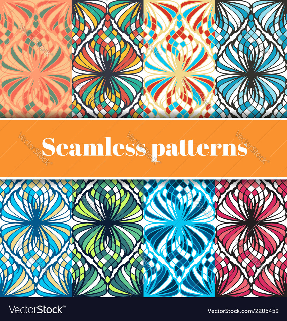 Mosaic seamless patterns set