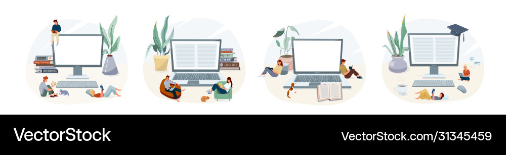 Online elearning education at home Royalty Free Vector Image