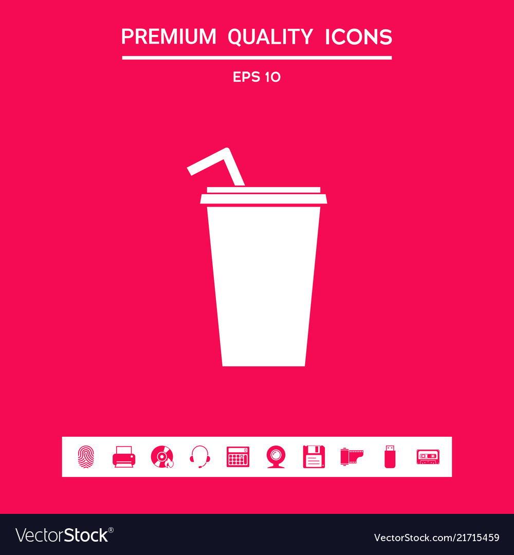 Paper cup with drinking straw icon graphic