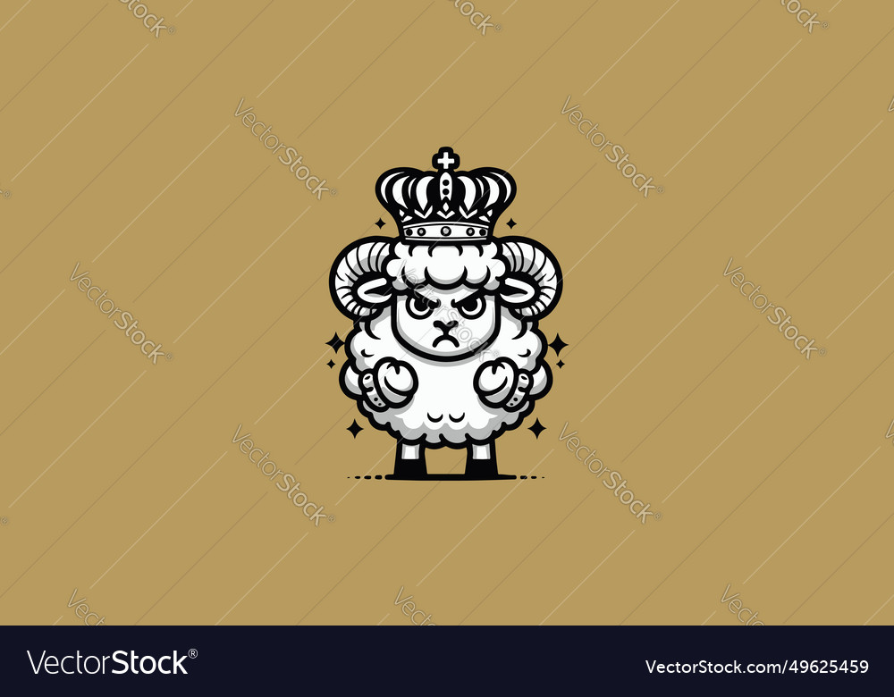 Sheep wearing crown outline design