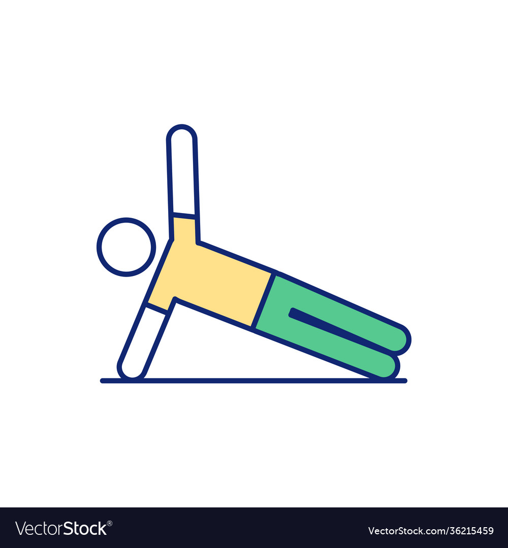 Side plank position rgb color icon