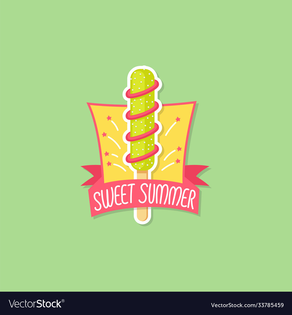 Summer sticker or label with popsicle and text