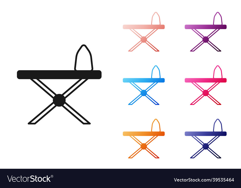 Black Electric Iron And Ironing Board Icon Vector Image