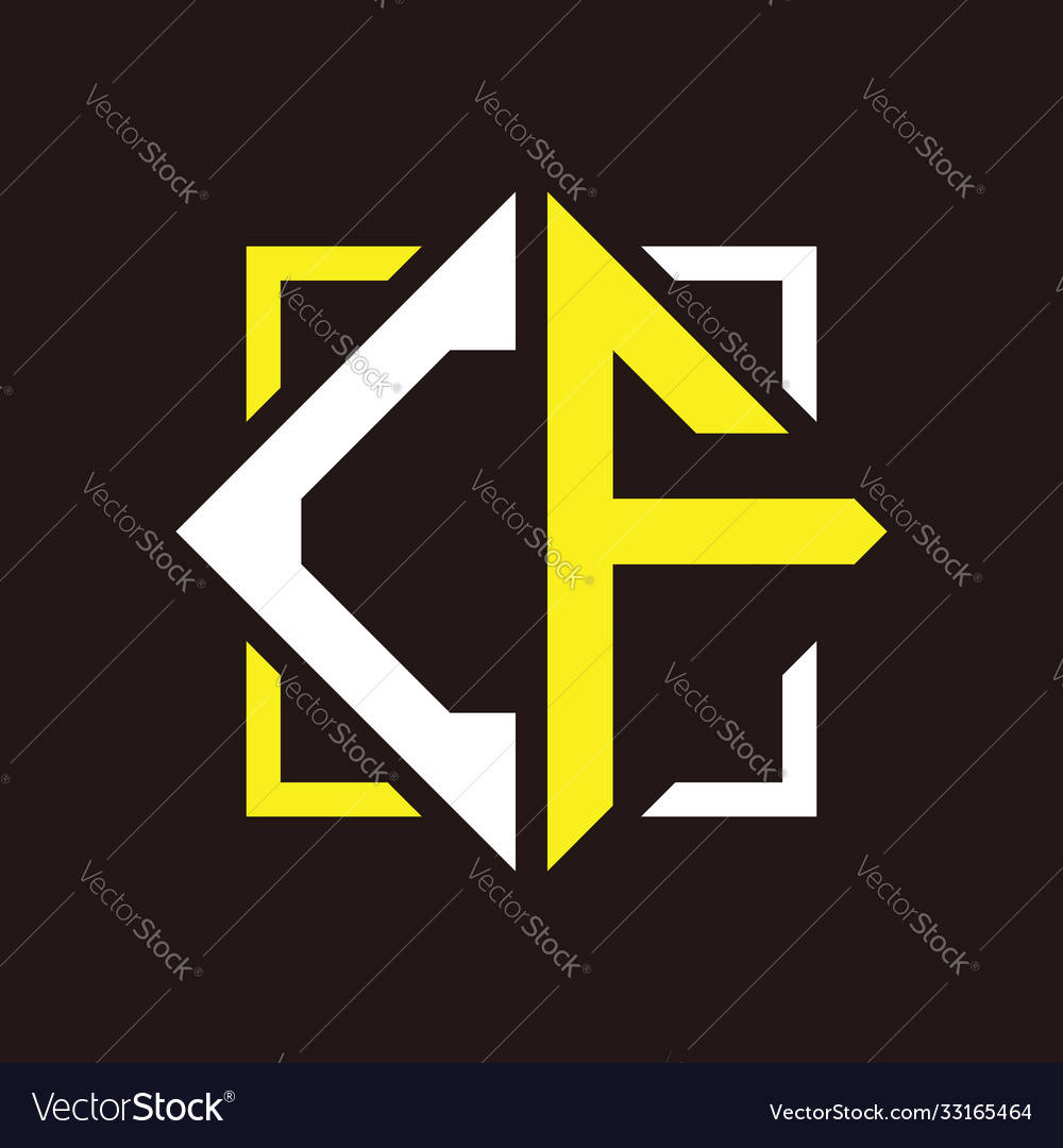 C f initials quadrangle monogram with square
