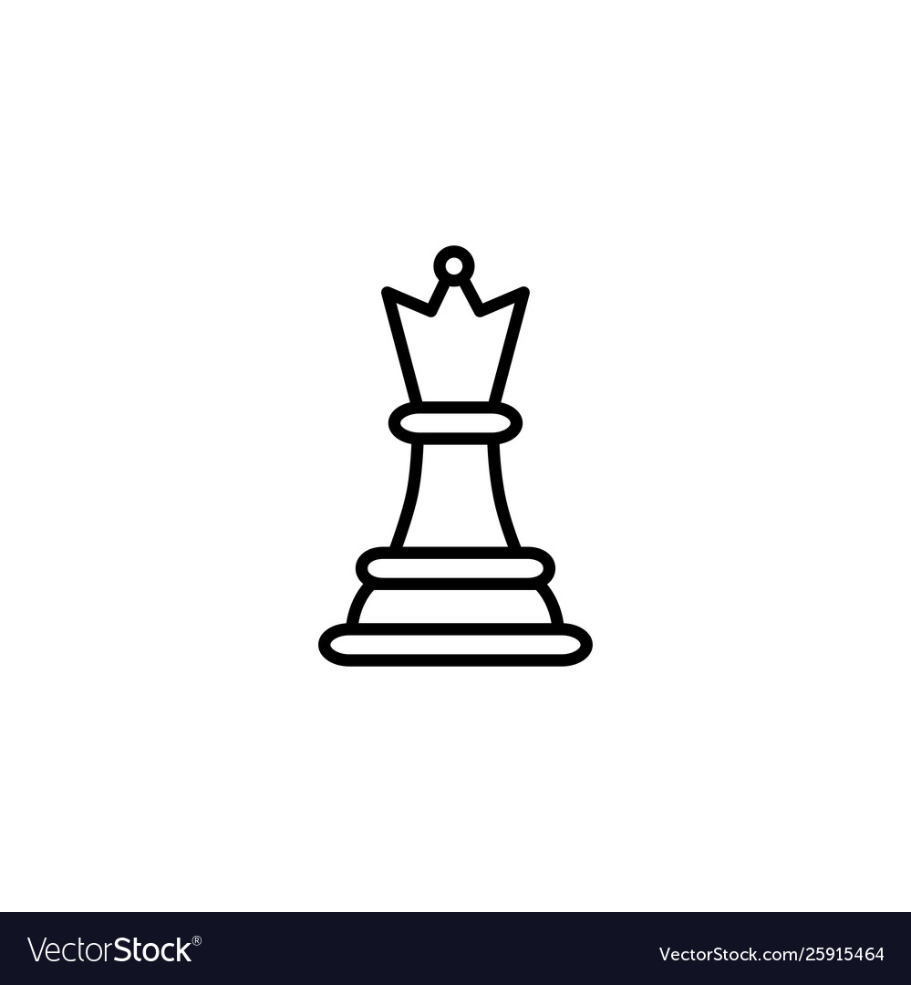 Chess queen line icon in flat style for apps ui