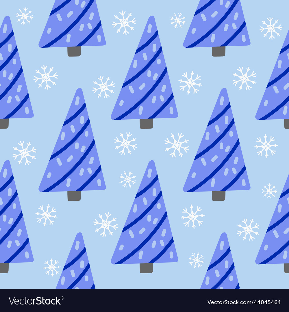 Christmas tree and snowflake seamless pattern new