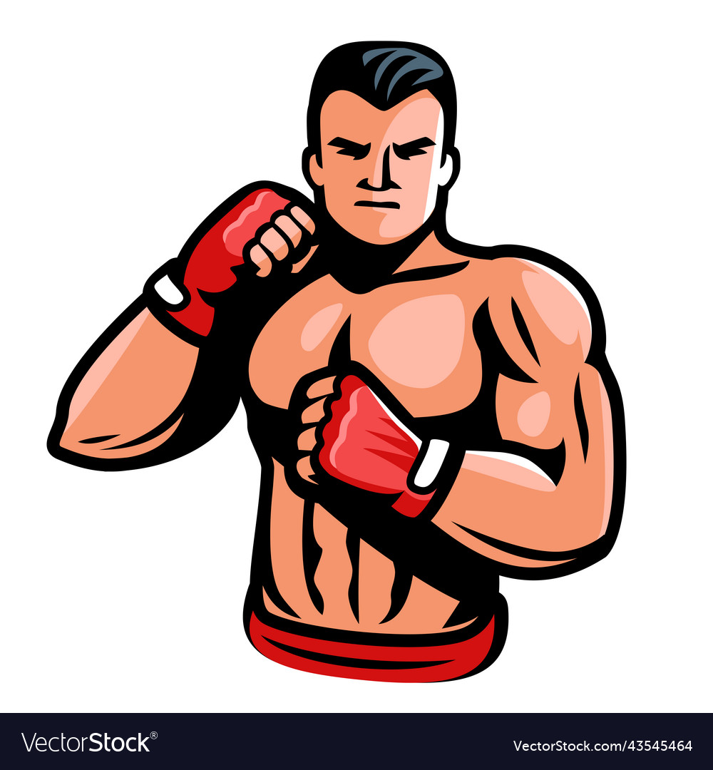 Fighter boxer with gloved fists isolated Vector Image