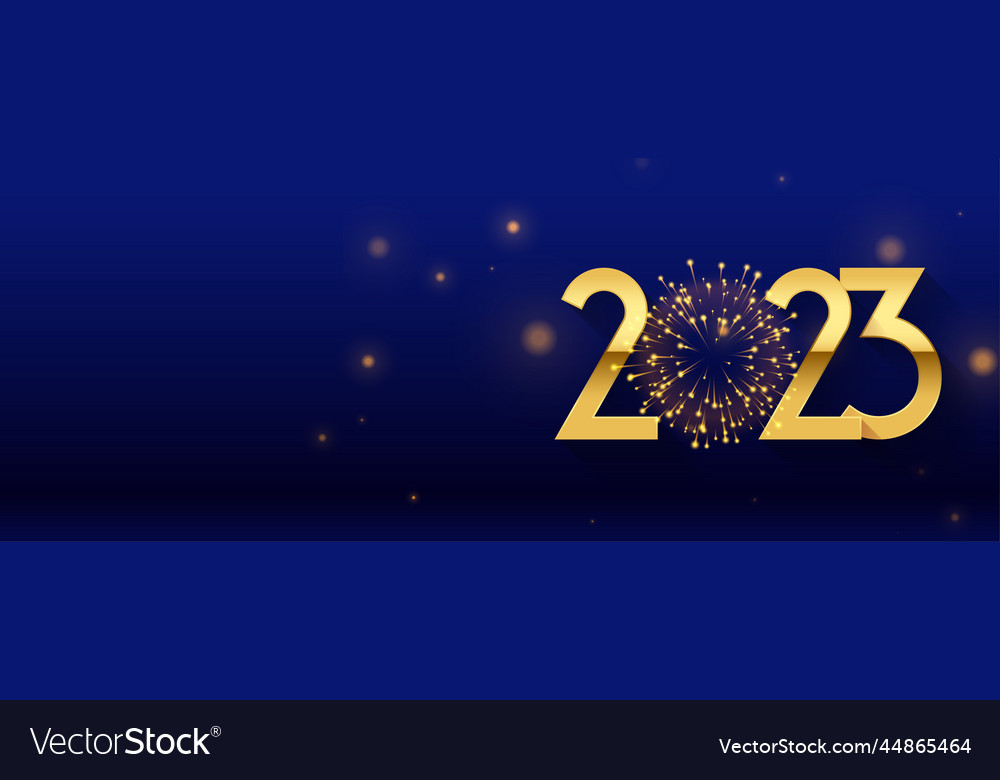 Happy New Year 2023 Banner With Firework And Text Vector Image