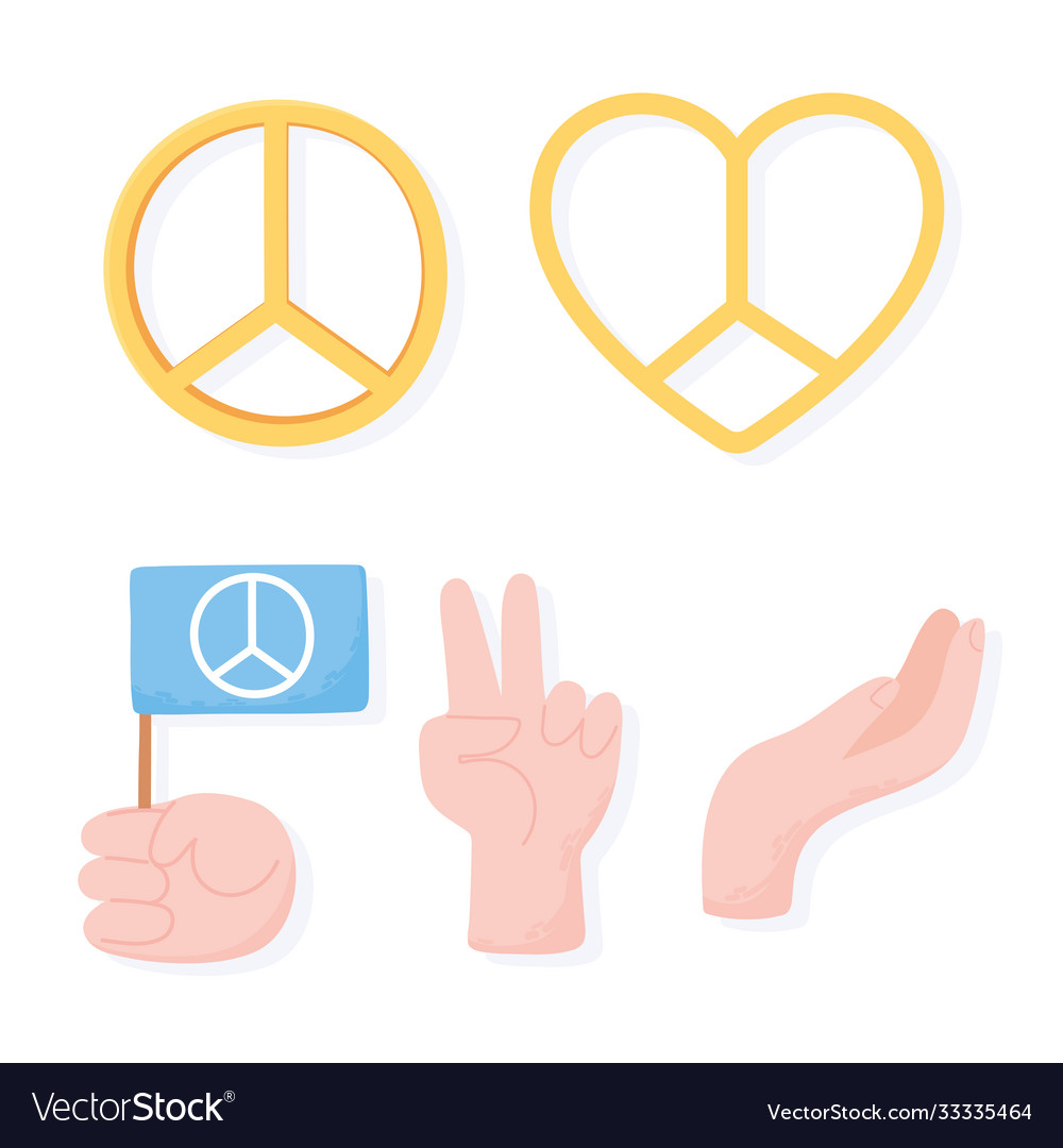 International peace day heart sign hands and flag