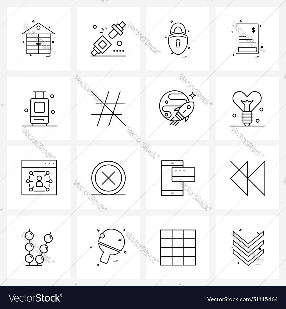 Isolated symbols set 16 simple line icons