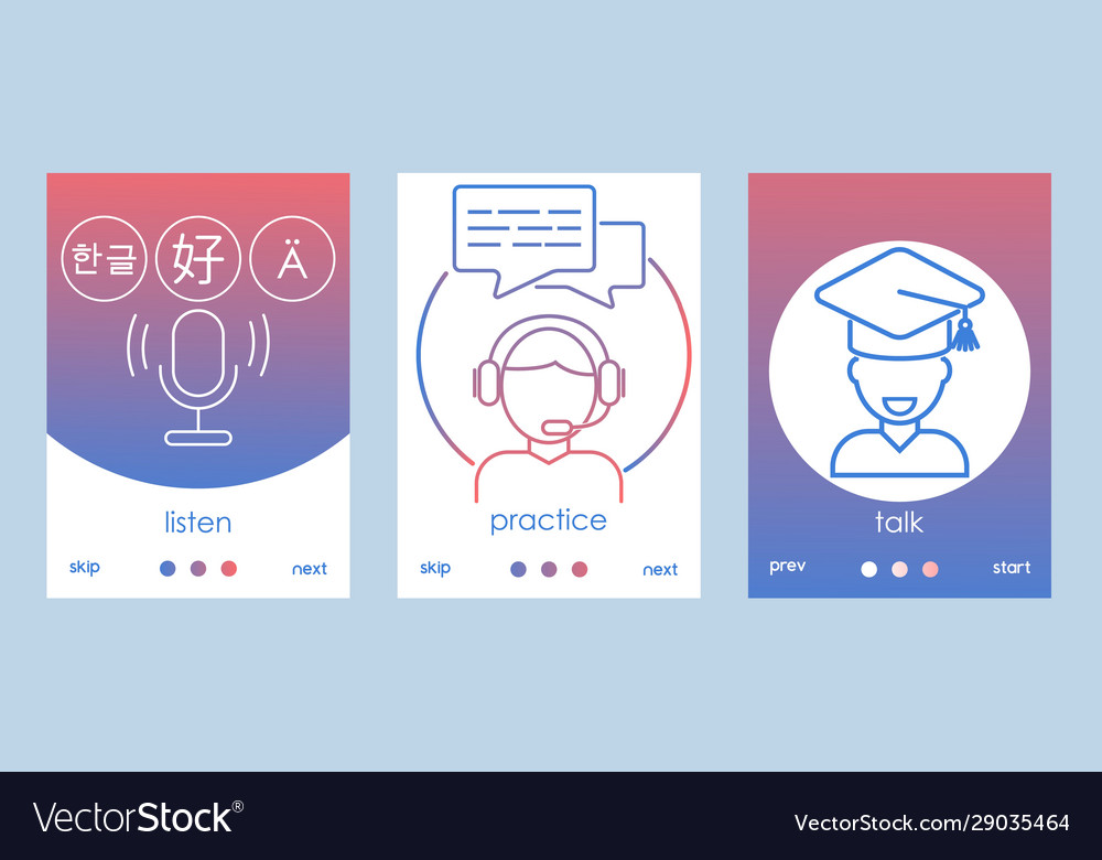Language learning online application interface Vector Image