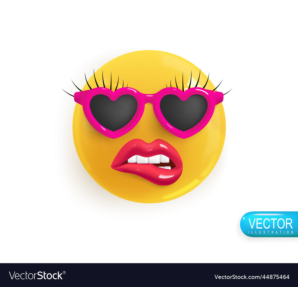 Realistic 3d icon emoji face render of yellow Vector Image