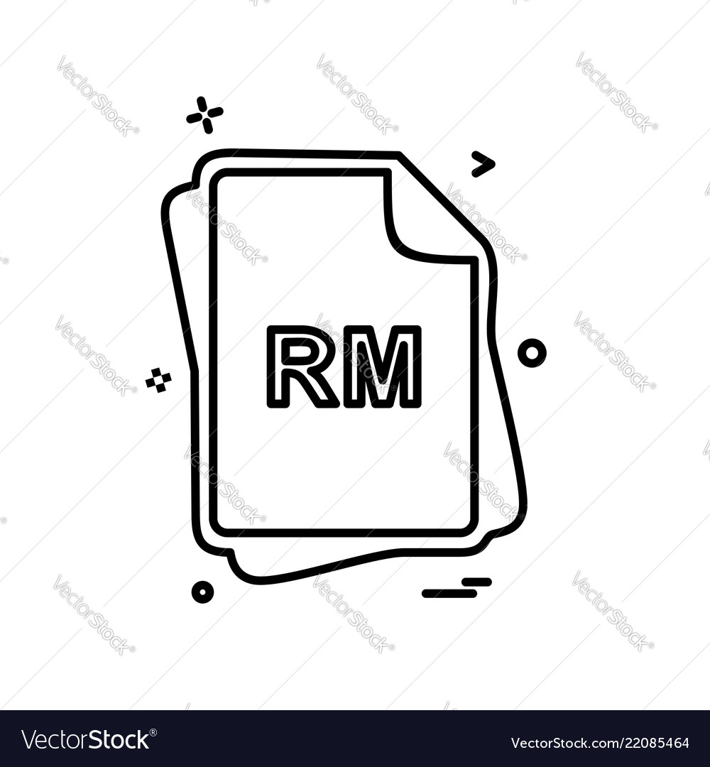 Rm file type icon design vector image Rm file type icon design